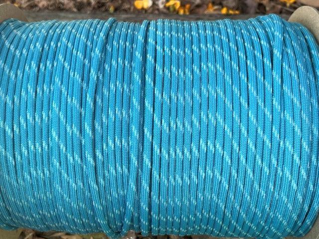 Neon Turquoise - 550 Paracord with Glow in The Dark Tracers