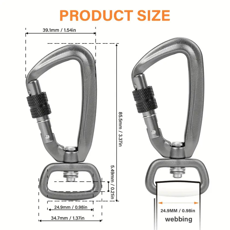 Heavy Duty Swivel Carabiner With Screw Lock